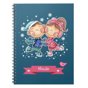 Skating Kids   Custom Name Christmas Gift  Notebook