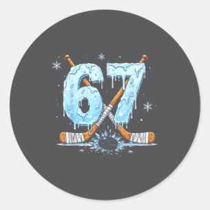 Skating Lovers Number Six 7 Drip Hockey 6 Seven Pu Classic Round Sticker