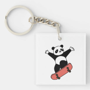 Skating Panda Keychain