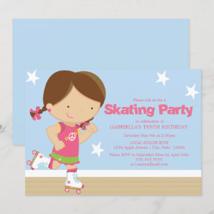 Skating Party   Brunette girl Invitation