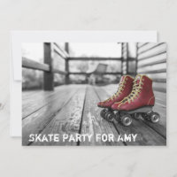 Skating Party, Roller skate, Photo Invitation