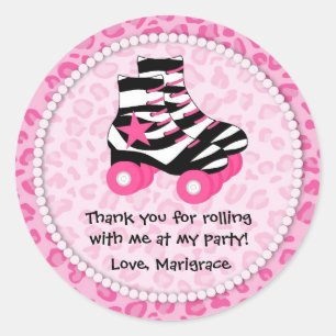 Skating Party Thank You Classic Round Sticker