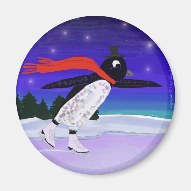 Skating Penguin Magnet (Front)