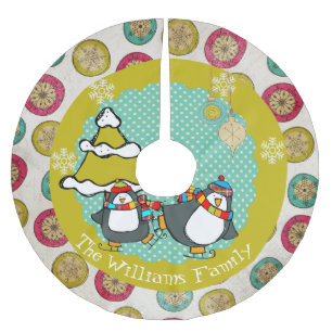 Skating Penguins And Christmas Trees Tree Skirt 5