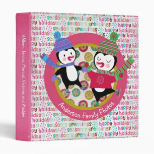 Skating Penguins Holiday Custom Binder