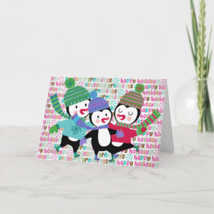 Skating Penguins Holiday Greeting Card