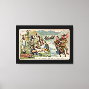 Skating, Picnic, Rowing Boat, Skating Fjord Sweden Canvas Print