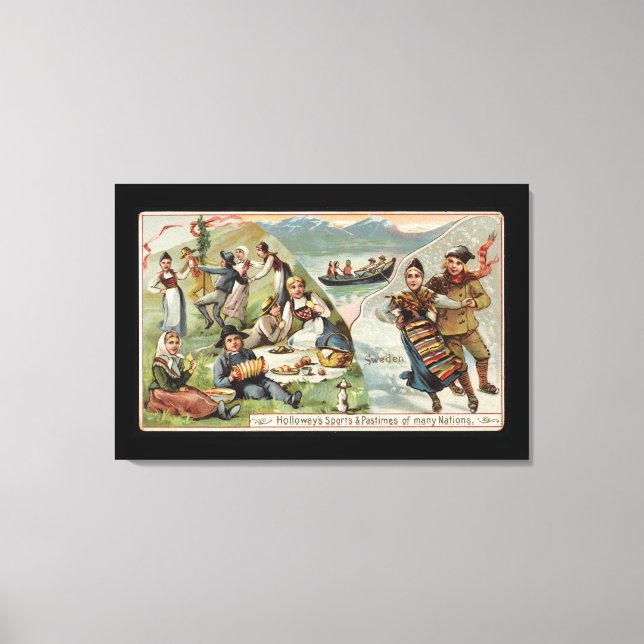 Skating, Picnic, Rowing Boat, Skating Fjord Sweden Canvas Print (Front)