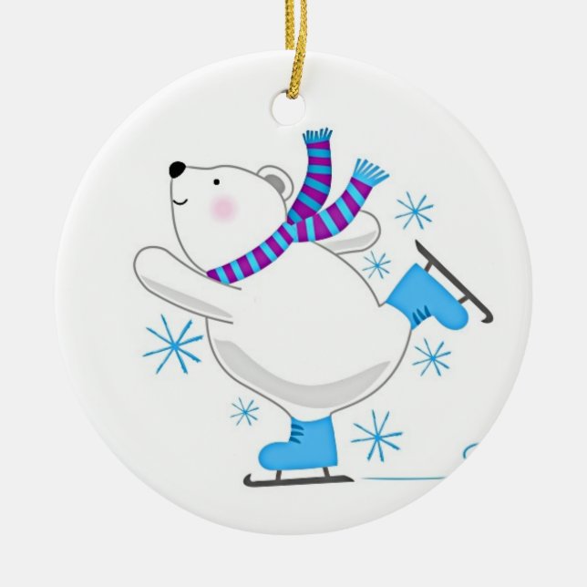*SKATING POLAR BEAR*  CHRISTMAS ORNAMENT (Front)