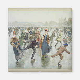 Skating, published by L. Prang and Co. Magnet