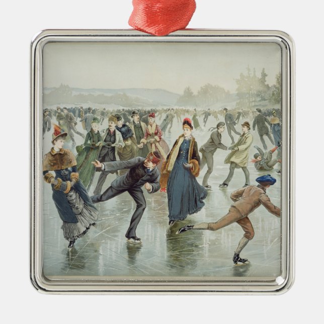 Skating, published by L. Prang and Co. Metal Ornament (Front)