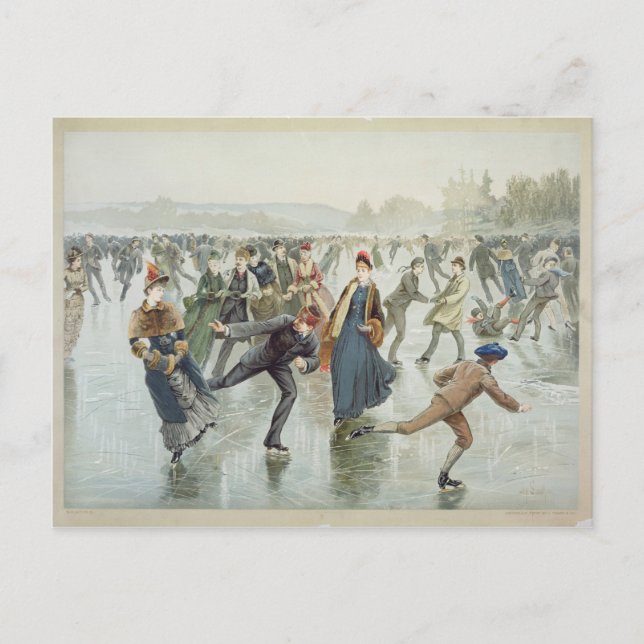 Skating, published by L. Prang and Co. Postcard (Front)