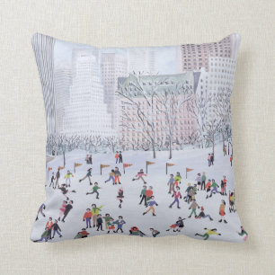 Skating Rink Central Park New York 1994 Throw Pillow