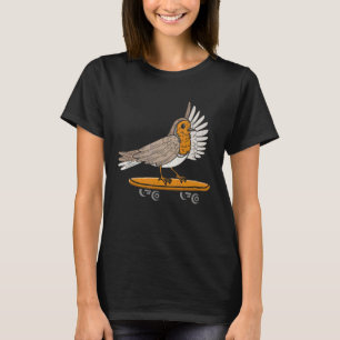 Skating Robin Bird Skateboard Ornithologist T-Shirt