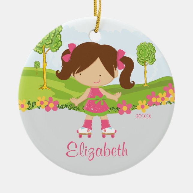 Skating Roller Skater Girl  Christmas Ornament (Front)