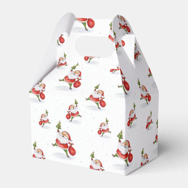 Skating Santa Cute Christmas Favor Box (Front Side)