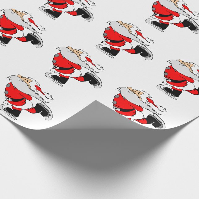 Skating Santa Wrapping Paper (Corner)