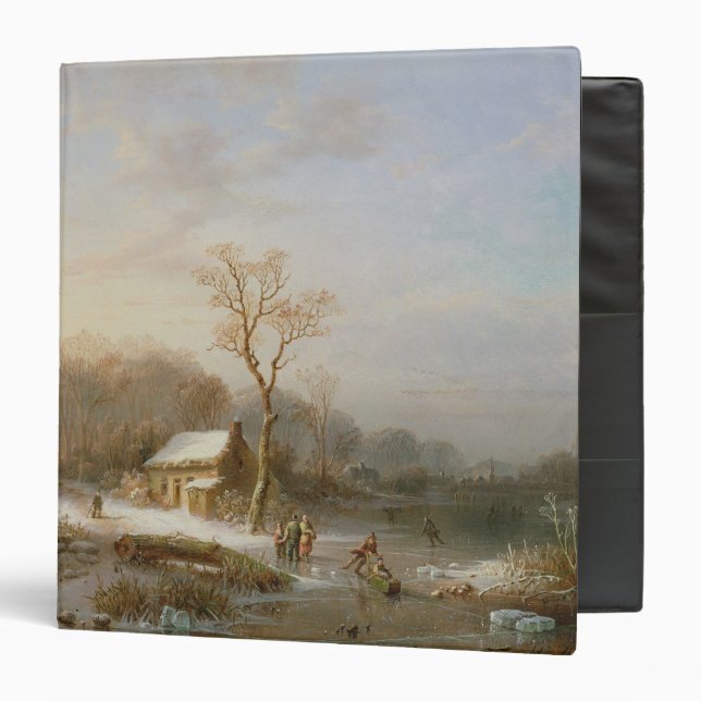 Skating scene, 19th century binder (Front/Inside)