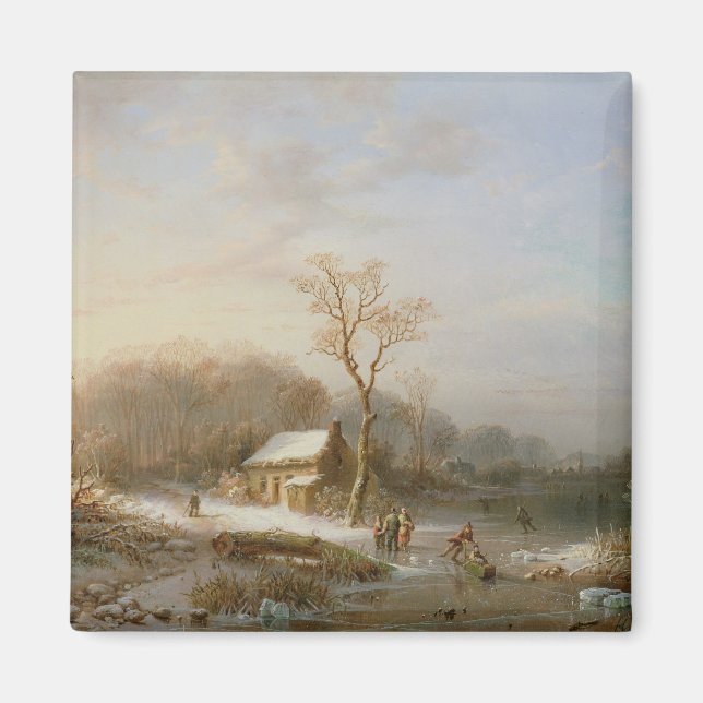 Skating scene, 19th century magnet (Front)