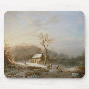 Skating scene, 19th century mouse pad