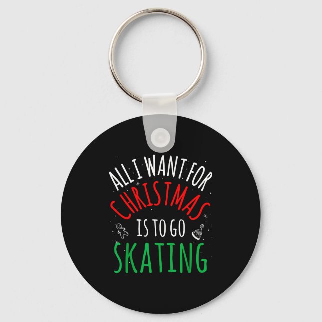 Skating Skate - Group Matching Family Christmas Fu Keychain (Front)