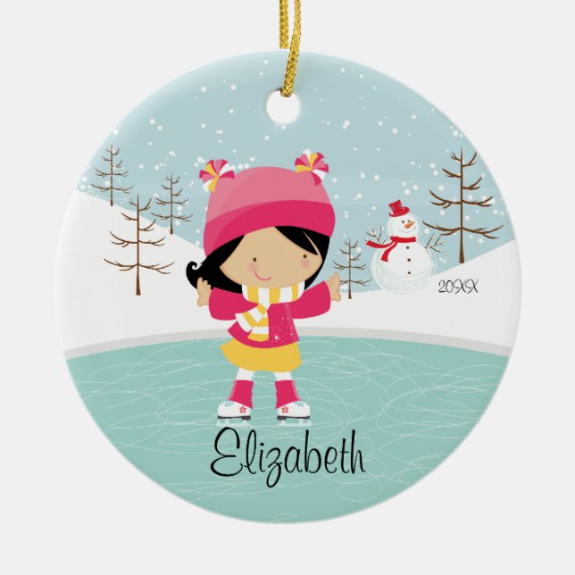 Skating Skater Girl Dated Christmas Ornament (Front)