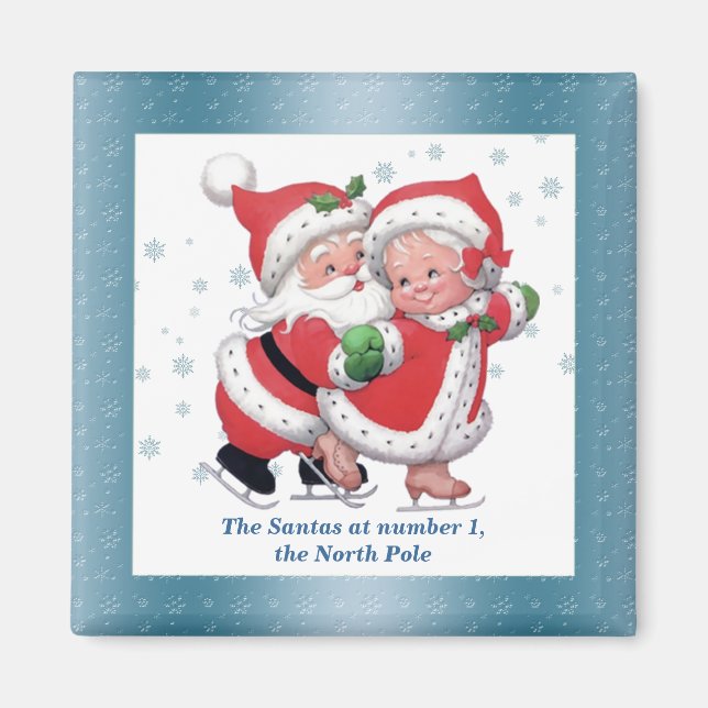 Skating Snowman and Snowwoman Magnet (Front)