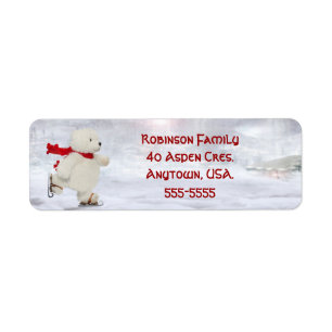 Skating Snowman Christmas Address Labels