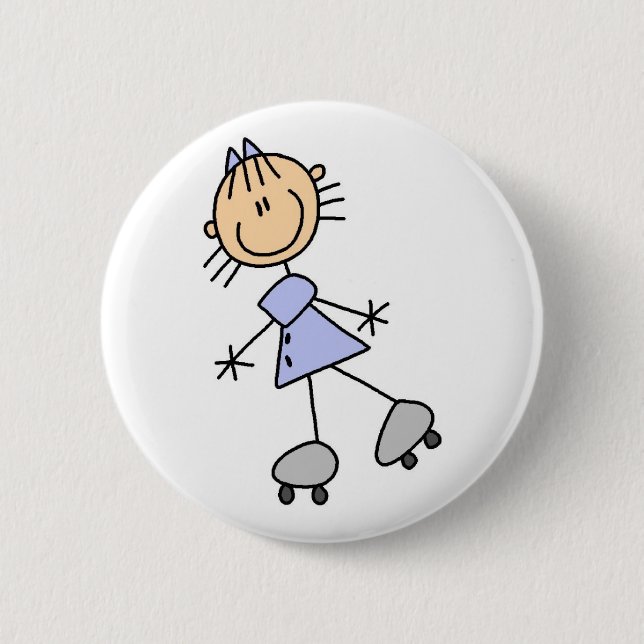 Skating Stick Girl Button (Front)