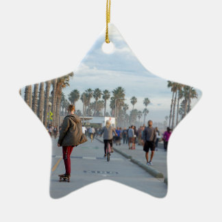 skating to venice beach ceramic ornament