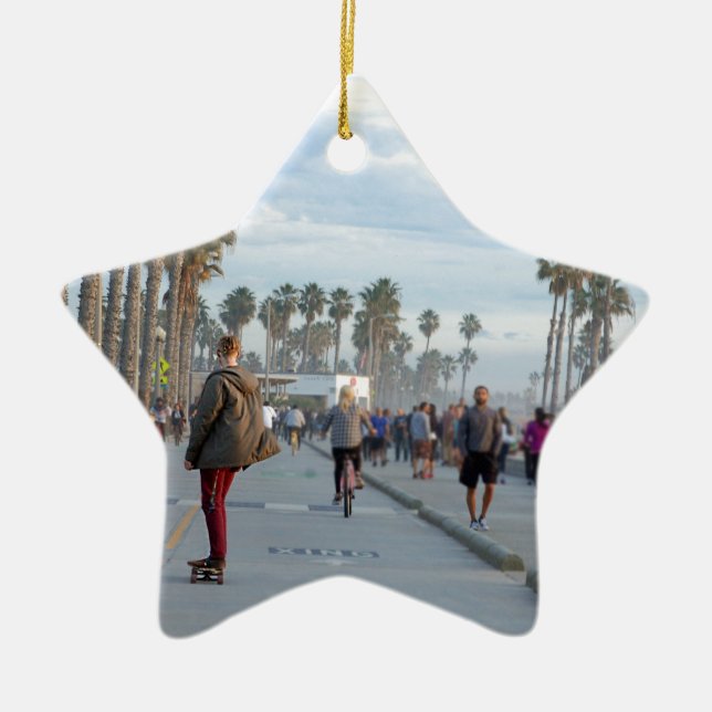 skating to venice beach ceramic ornament (Front)