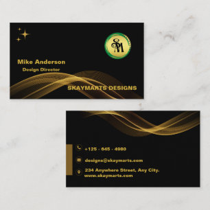 Skaymarts   Black Gold Minimalist Custom Logo Busi Business Card
