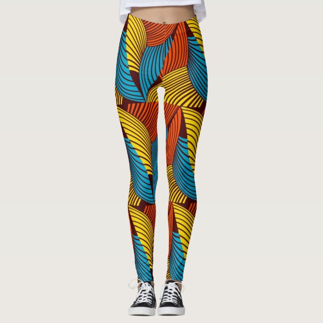 SKAYMARTS | Blue Yellow African Prints Leggings (Front)