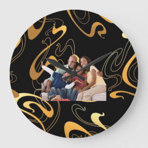 Skaymarts Family Black Background Pattern Clock