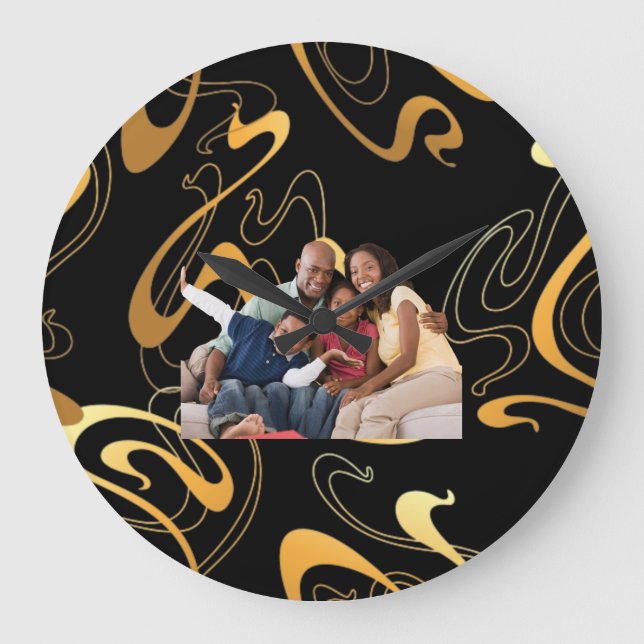 Skaymarts | Family Black Background Pattern Clock (Front)