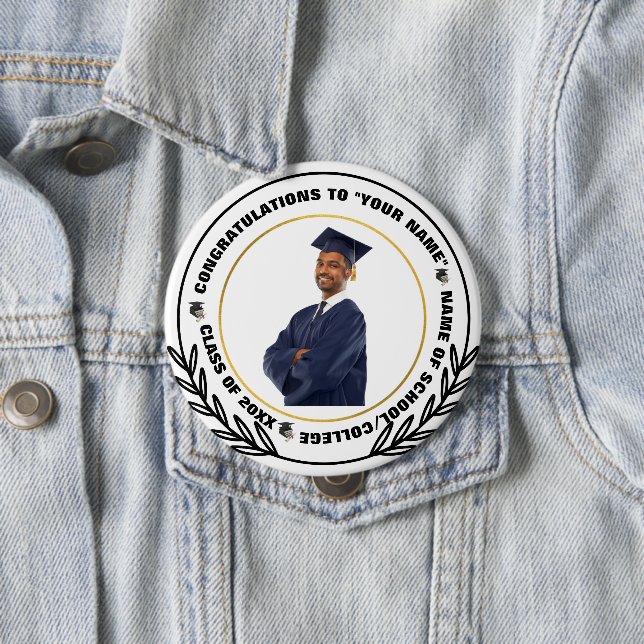 Skaymarts | Graduation Photo Congrats celebration 4 Inch Round Button (In Situ)