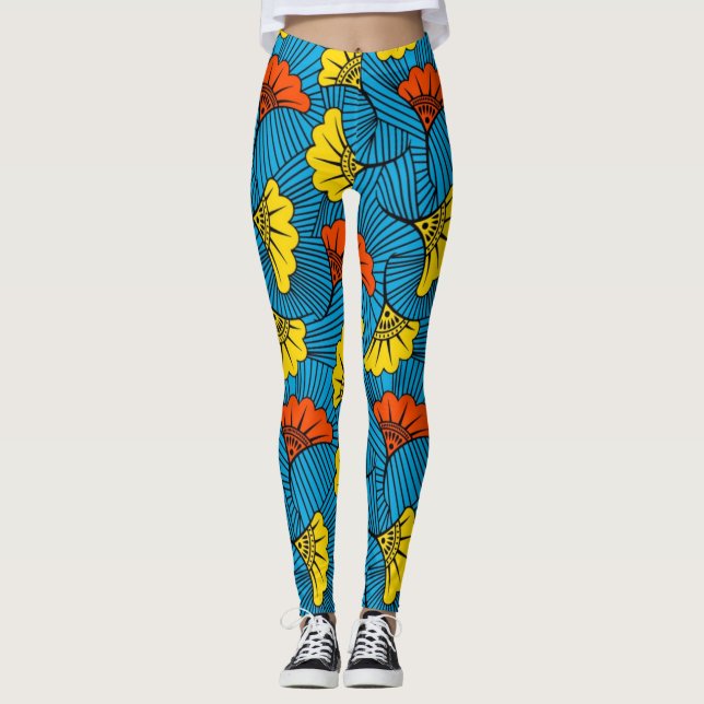 SKAYMARTS | Jaune Floral African Prints Leggings (Devant)