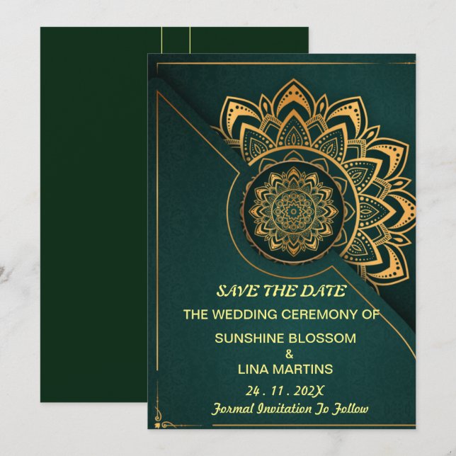 Skaymarts | Mandala Calligraphic Script  Save The  Date (Front/Back)