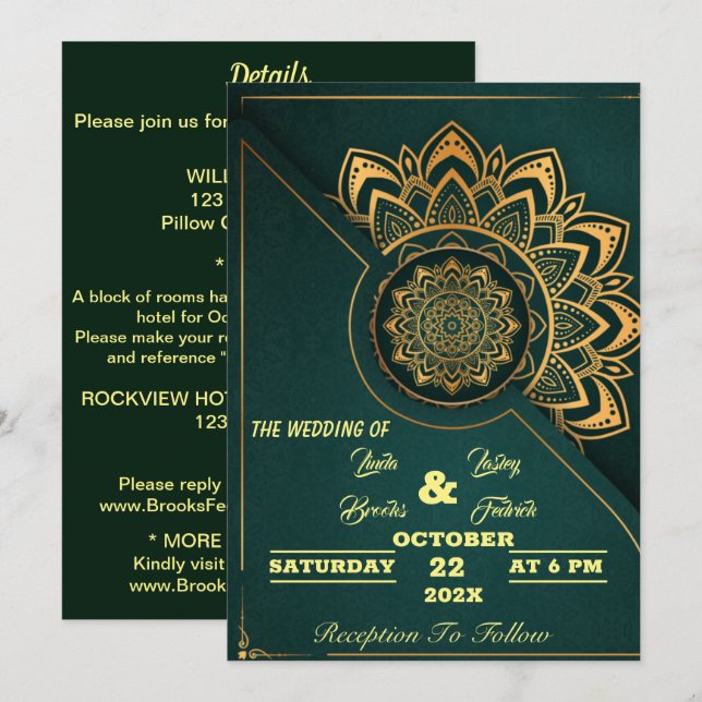 Skaymarts | Mandala Calligraphic script Wedding In Invitation (Front/Back)