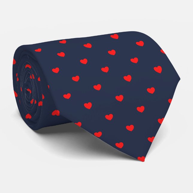 Skaymarts Marine Blue Red Heart Cravate de design (Roulé)