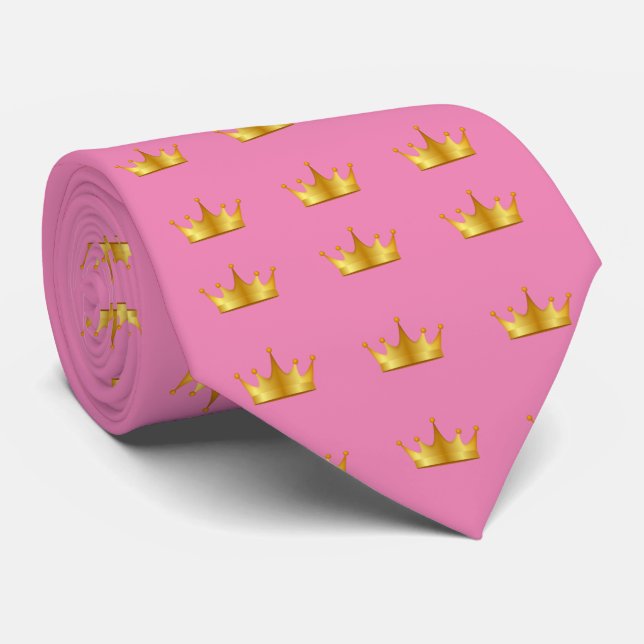 Skaymarts Pink Colour Golden Crown Tie (Rolled)