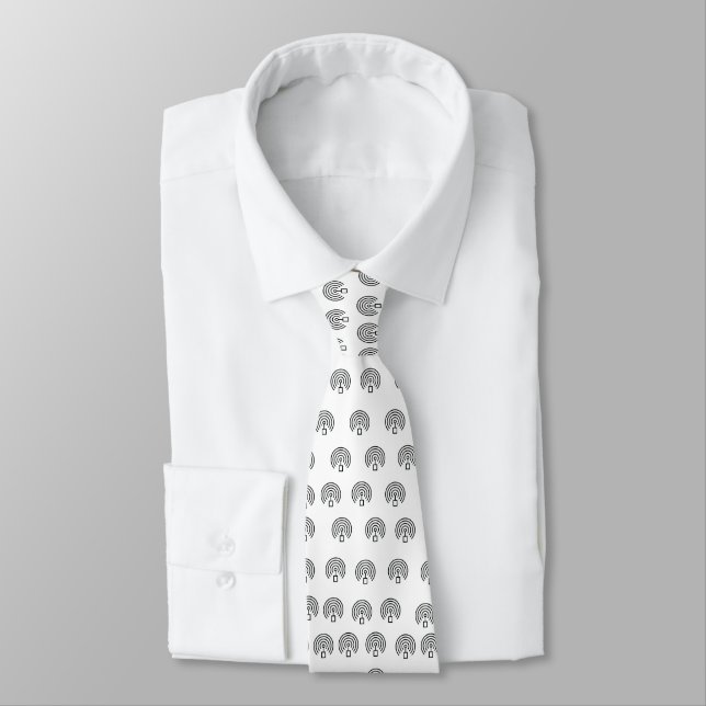 Skaymarts White Colour Black Signal Neck Tie (Tied)