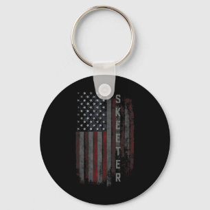 Skeeter Family American Flag Fishing Boat  Keychain