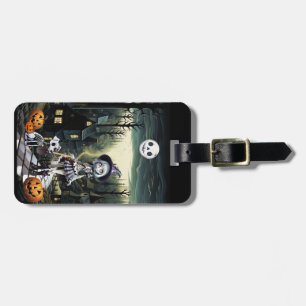 Skele Girl And Her Pup In Moonlight Luggage Tag