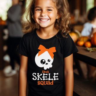 Skele Squad Bow Halloween Family Kids Matching  T-Shirt