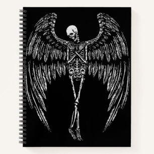 Skeletal Angel Wings in Black and White Notebook