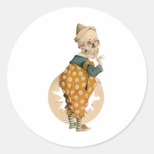 Skeletal Clown Classic Round Sticker