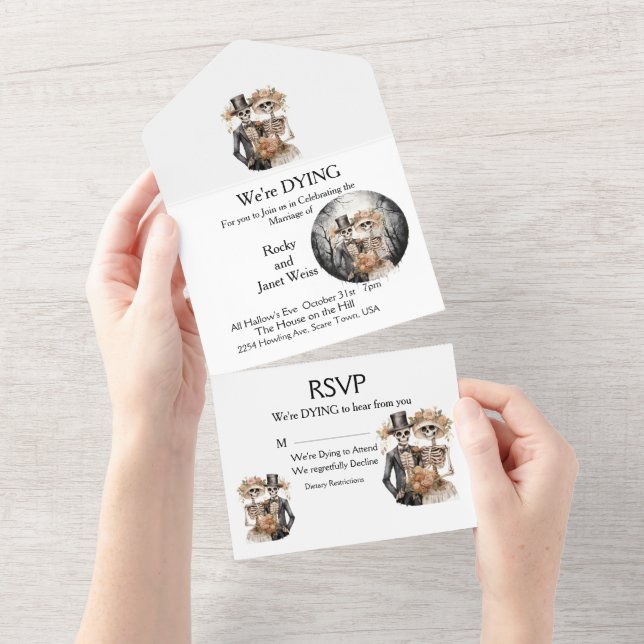 Skeletal Couple Wedding All In One Invitation (Tearaway)