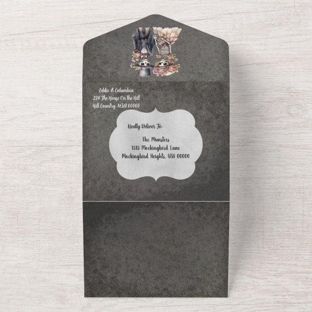 Skeletal Couple Wedding All In One Invitation (Outside)