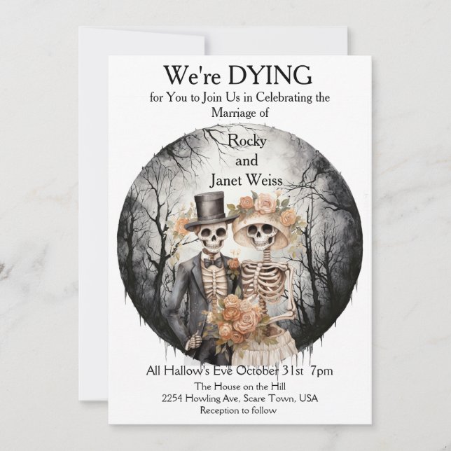 Skeletal Couple Wedding Invitation (Front)